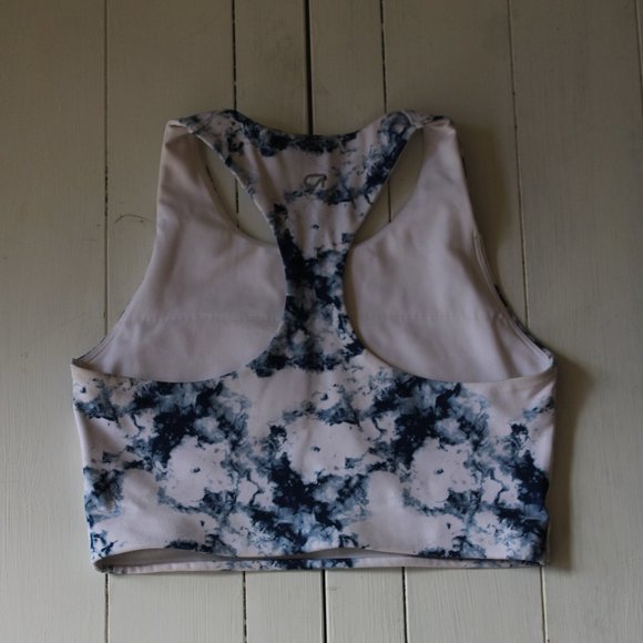 GAP Blue and White Marble High Neck Tank Sports Bra / Work Out Top - Picture 4 of 6